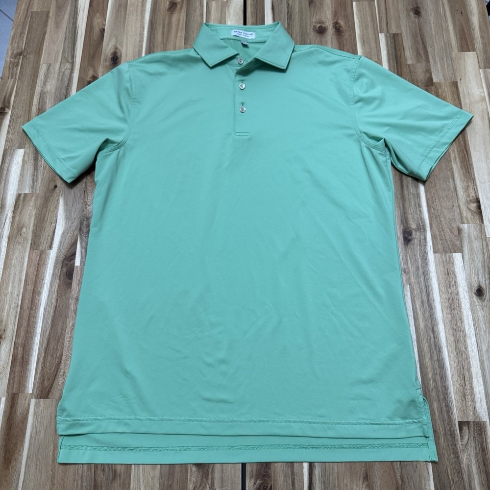 Peter Millar Polo Shirt Mens M Mint Green Summer Comfort Crown Logo Golf Stretch